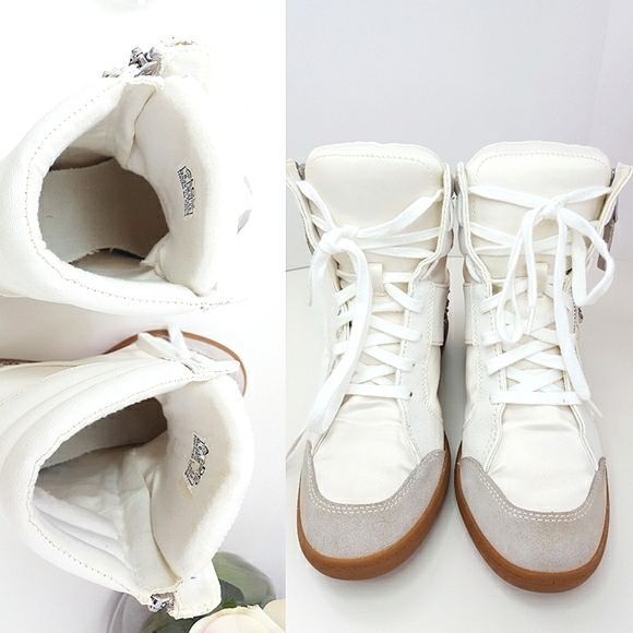 90s ALDO💗High Top White Sneaker| Studded Rhinestones - Picture 7 of 12